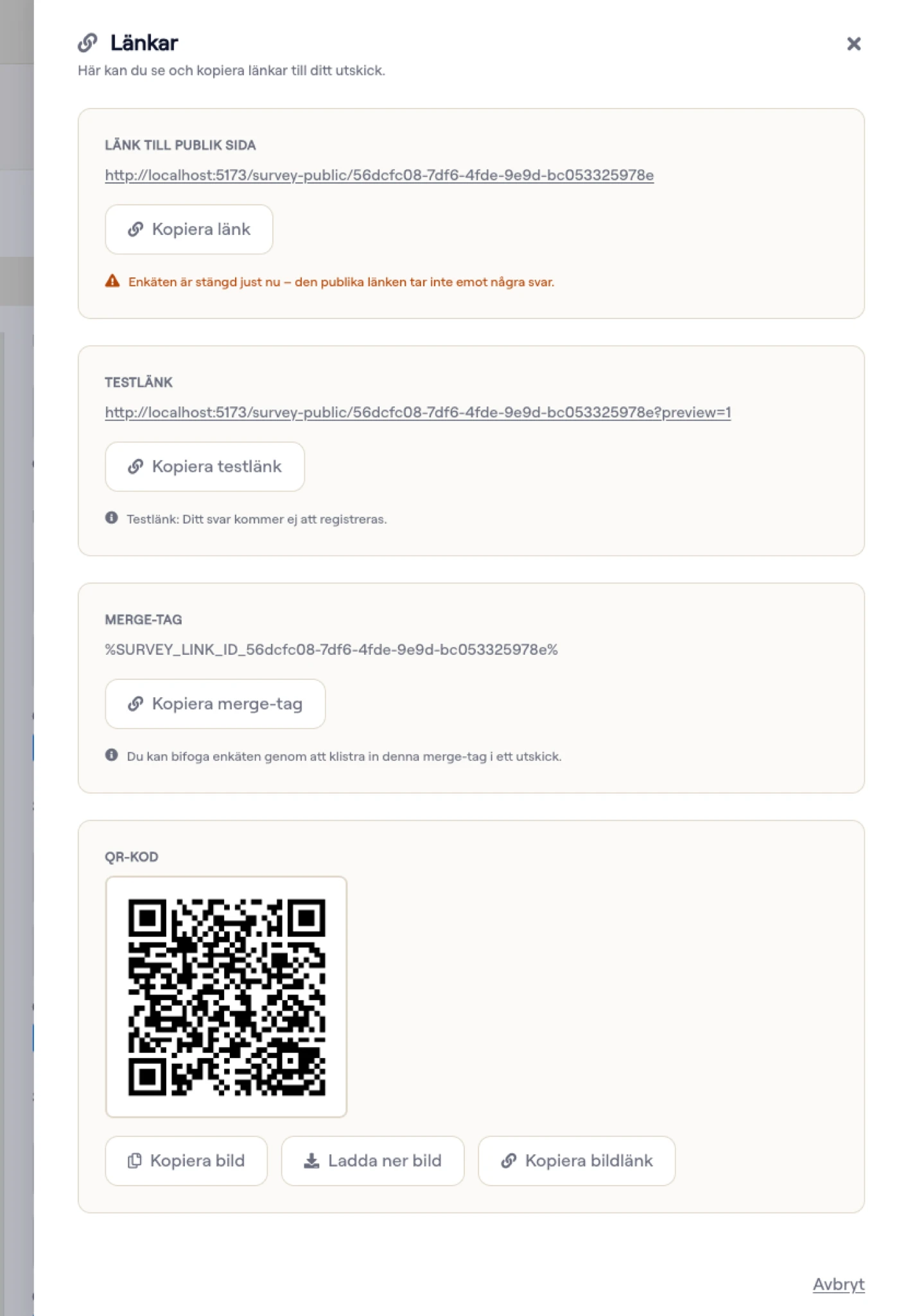 Del spørgeskema via link
